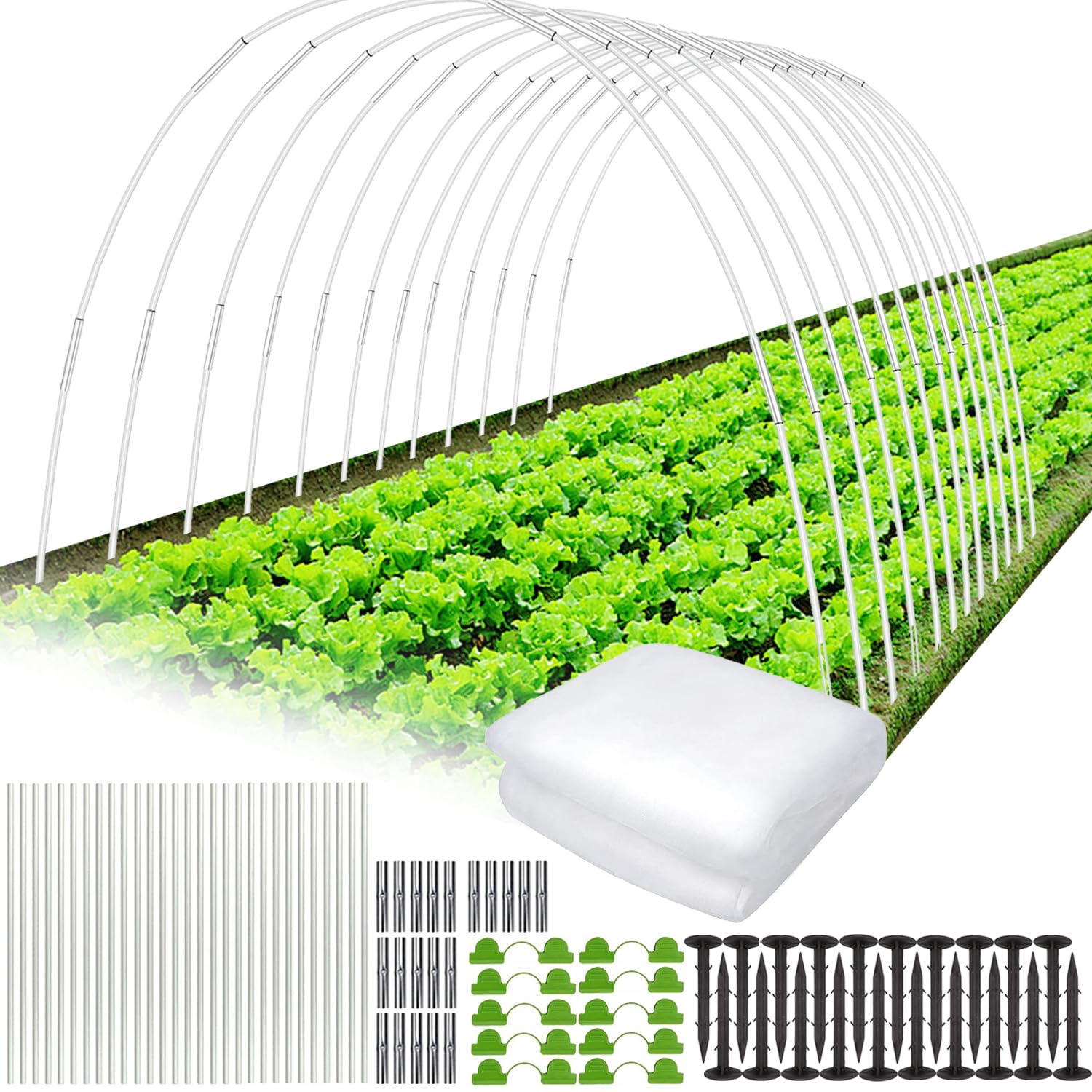 YeahBoom Garden Arceaux pour Serre Tunnel, Tunnel de Plantation arqué, Cadre pour Serre De Jardin, Plantes Poussent des Tunnels Soutien Maisons Jardinage Un Cadre Culture en Fibre Verre Jardins