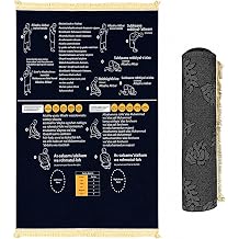 Guided Muslim Prayer Mat with English Arabic Transliteration, Velvet Educational Salah Rug for Beginners & Reverts Learning Prayer, Non-Slip Sajadah Janamaz, 70x110cm Spiritual GiftLP-PY-01