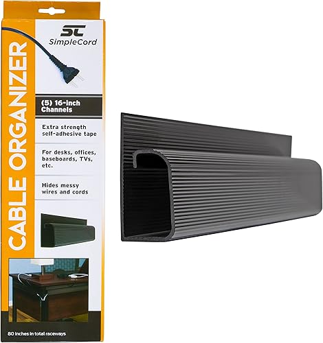 Simple Cord - Kit de organización de cables, paquete de 10 organizadores de cables de canal J de 16 pulgadas para cables, fácil de instalar, para