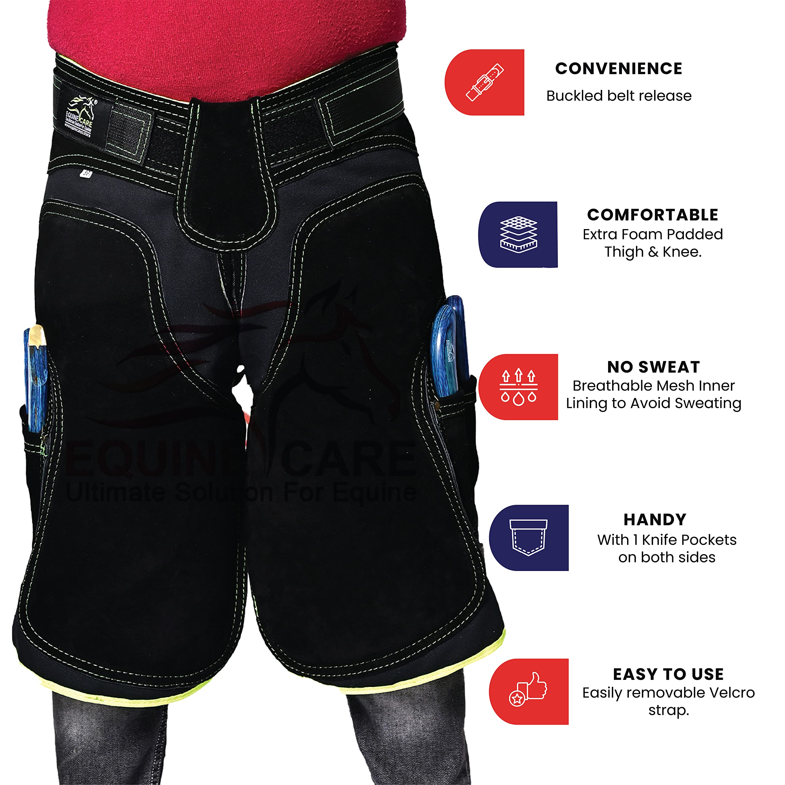 Equine Care Farrier Schürzen, Chaps aus 100 % Wildleder, Segeltuch, atmungsaktives Netzfutter, für Damen, 59 cm