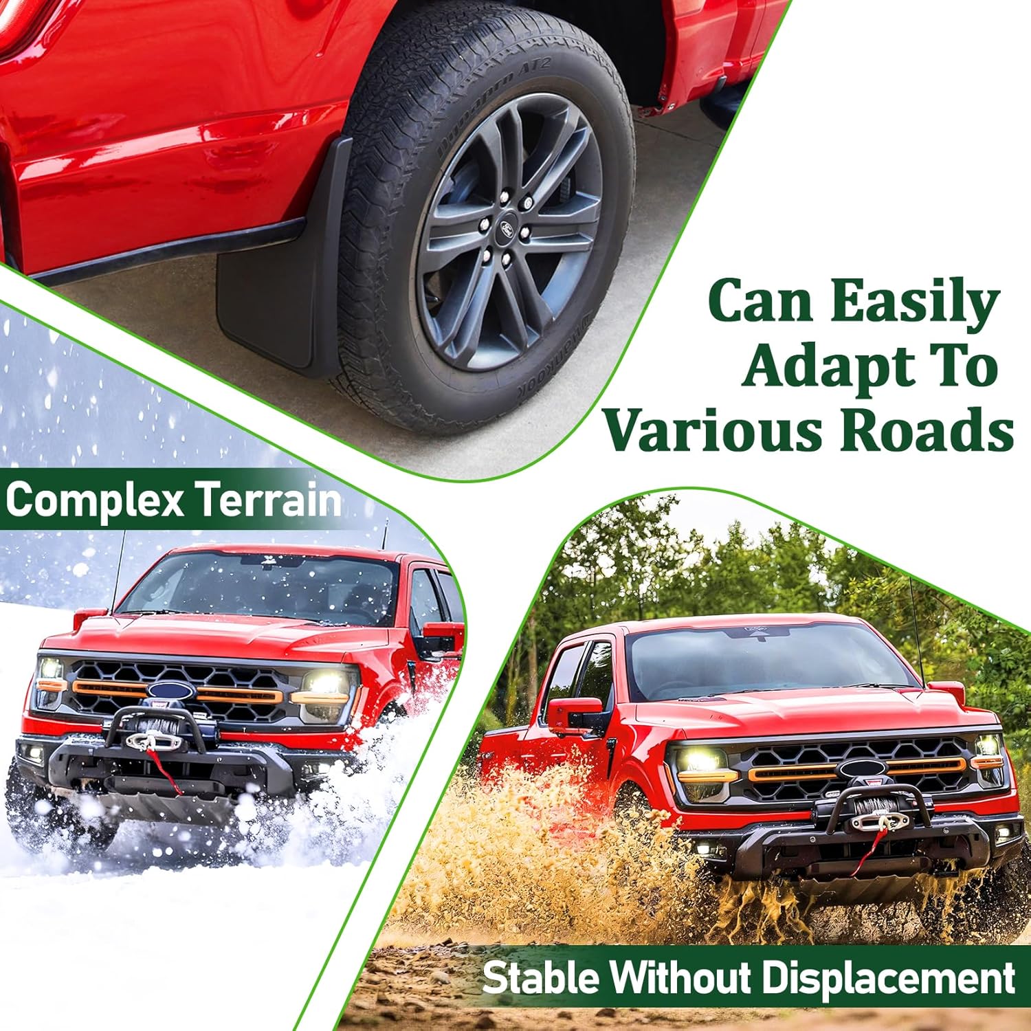 Mud Flaps for Ford F150 2021-2026,4 PCS Front Rear Splash Guard Fender Compatible with F-150 2022 2023 2024 2025 Exterior Accessories,All Weather No Drilling Required Tire Protector Mudguard