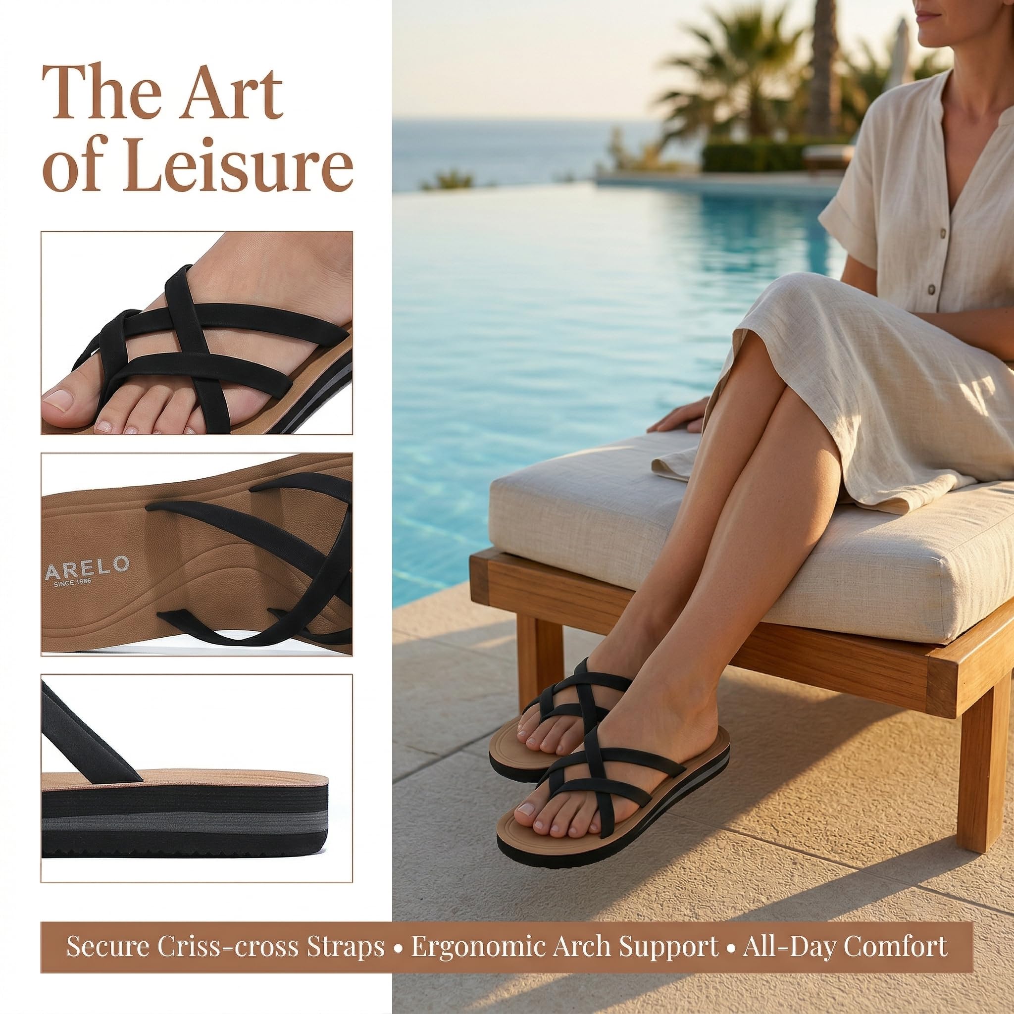TARELO Flip Flops Damen Sommer Zehentrenner Größe 36-41