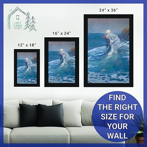 Miniatura 6 de Lienzo enmarcado para decoración de pared, diseño de sirena, obras de arte finas, lienzos de reproducción de pintura de arte  Impresión de galería