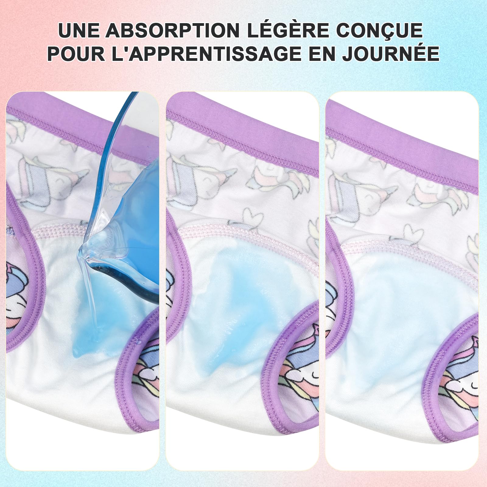 FLYISH DIRECT Culottes Apprentissage Lavable, Absorbant Culottes Enfant Apprentissage pour Fille et Garçon en Cotton, Style Slip, Rose, 2 Ans
