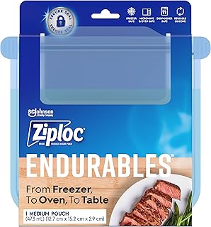 Ziploc Endurables Reusable & Resealable Bags, Medium Silicone Pouch, Freezer, Microwave and Oven Safe,1 Bag