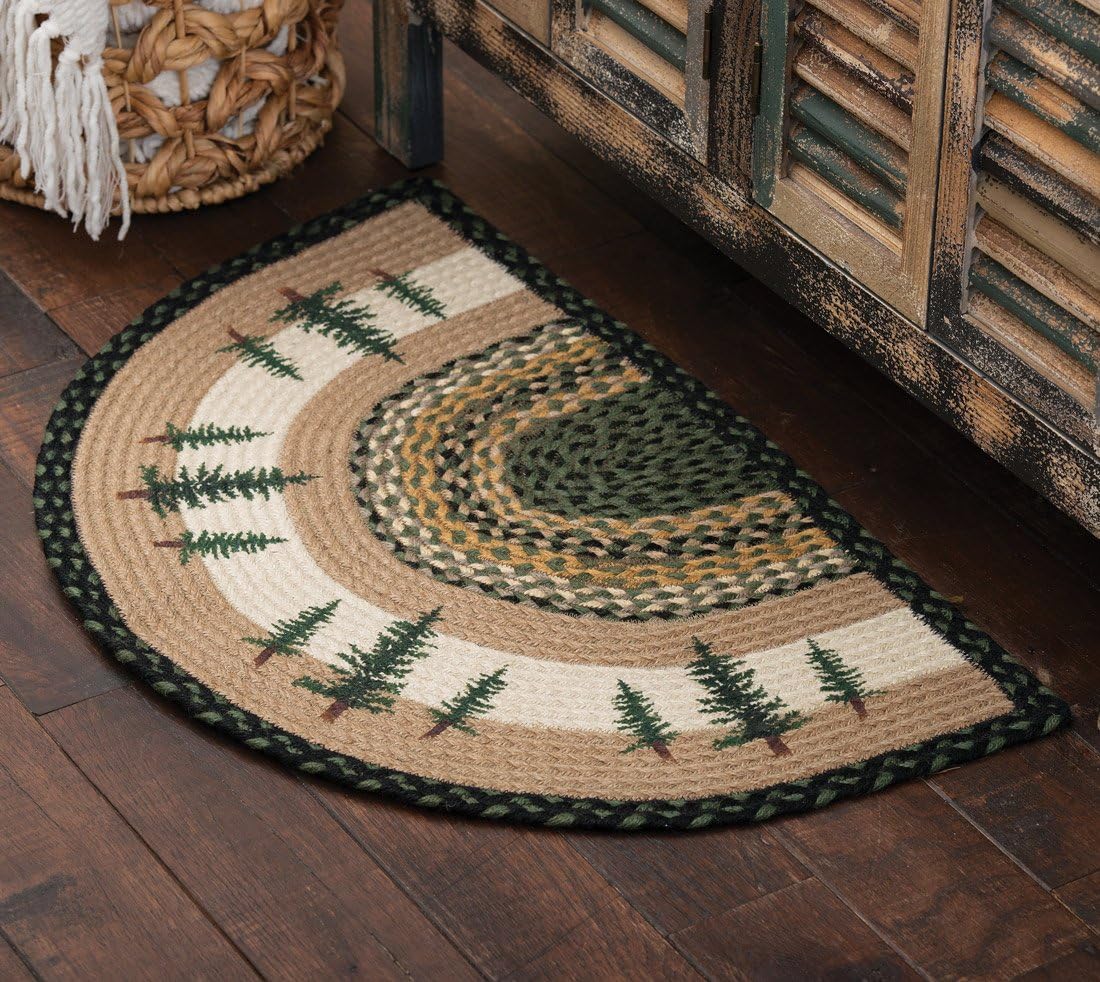 BLACK FOREST DECOR Pines Half-Round Braided Rug