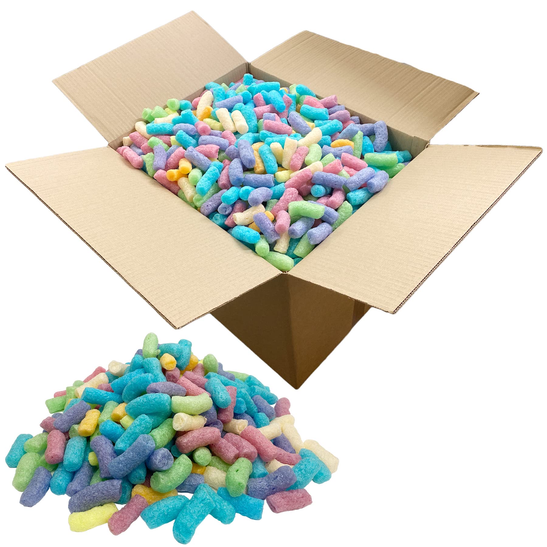 0,9 mètres cubes de cacahuètes multicolores biodégradables Ecoflo pour emballage postal, emballage de protection, fournitures de remplissage en vrac