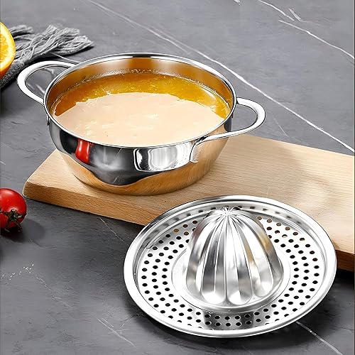 Miniatura 8 de Exprimidor de jugo de limón y lima, exprimidor de mano de acero inoxidable 304 con cuenco de 13.5 onzas, exprimidor de presión manual para frutas