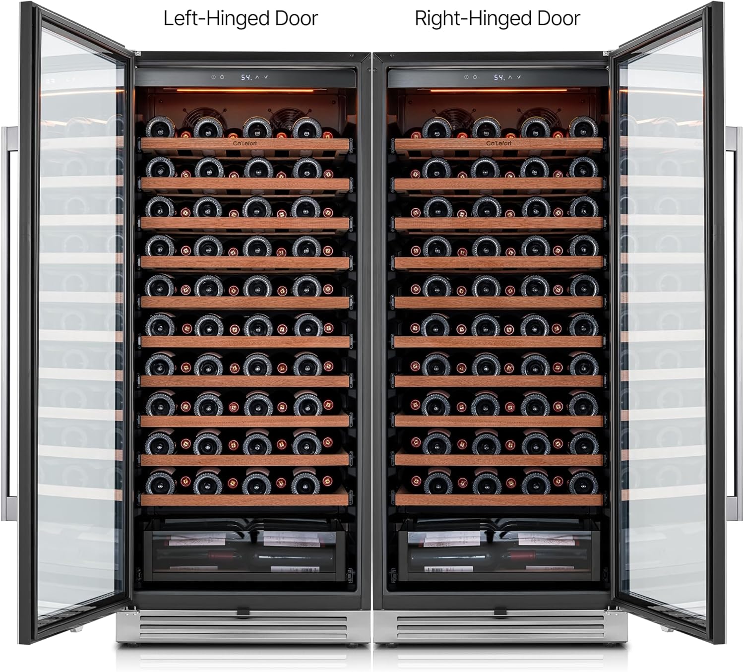 Ca'Lefort 180 Bottle Wine Fridge Bundle, Two 24 Inch Wine Cooler, Energy Star Certified, 40-65°F Temp Control, Adjustable Shelves & 3-Color LED, Built-in/Freestanding for Home/Bar/Kitchen (2 Units)