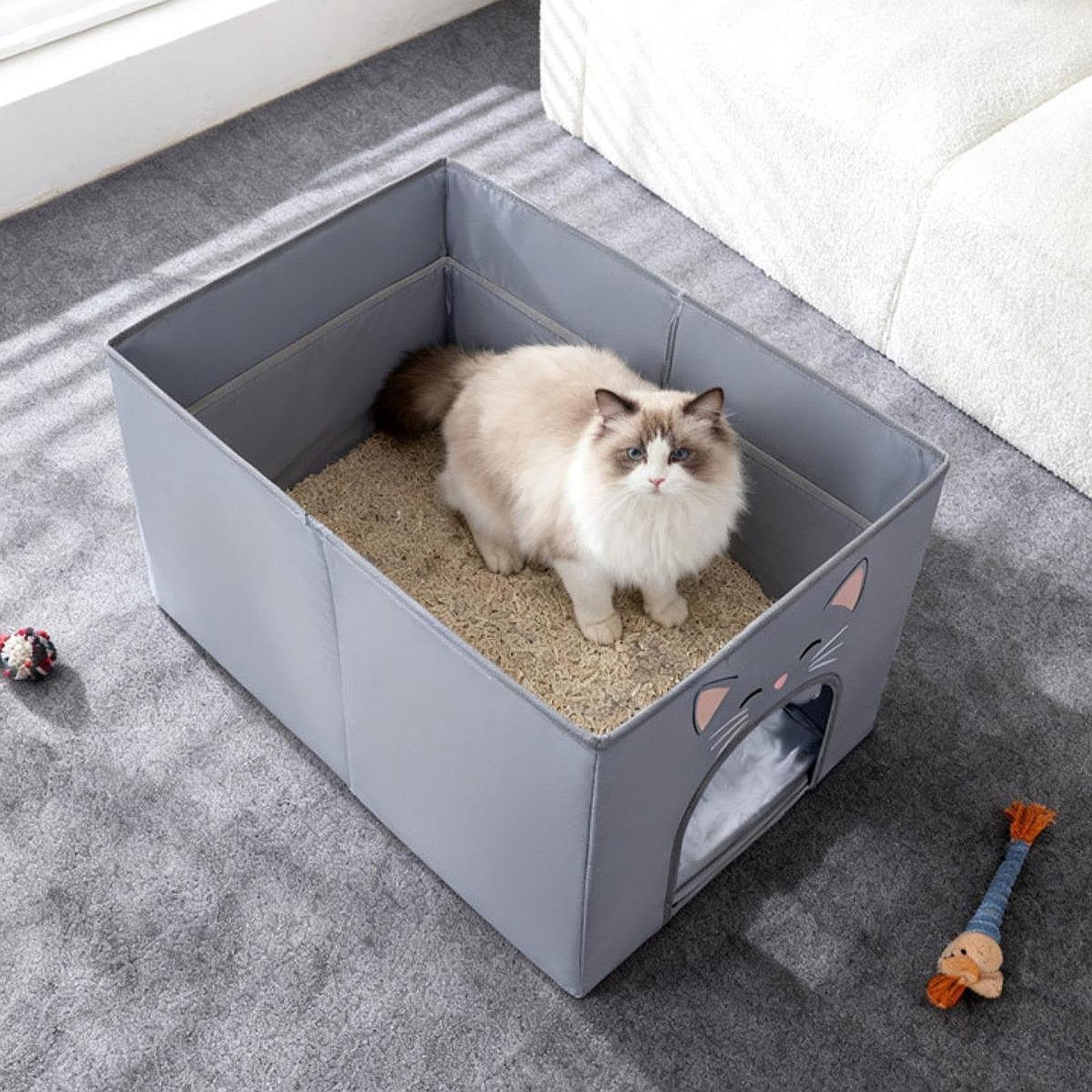 Arenero para Gatos Compacto Multifuncional Que Evita Salpicaduras.