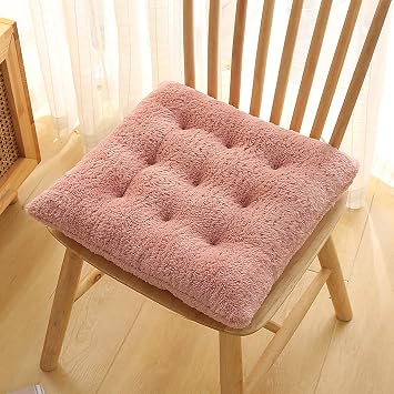 Seat Cushions,Soft Plush Chair Cushion Pad,Non Slip Seat Pad Floor Pillow for Car Home Office Dining Room Indoor Outdoor Kitchen-Pink 40x40cm15.7x15.7in