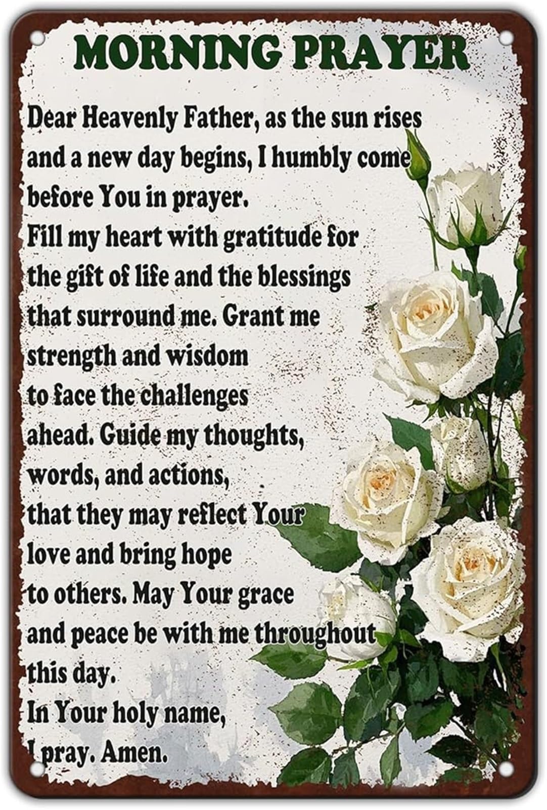 NWPNLXEA Uplifting Morning Prayer Metal Tin Sign Vintage Wall Decor for Living Room Hallway or Man Cave 8 X 12 in