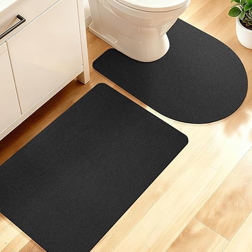 Miniatura 49 de ACCUMTEK Alfombrilla de Baño Ultrafina, Alfombrillas Antideslizantes de Espesor Reforzado para Debajo de la Puerta, Alfombras de Baño 2-gris