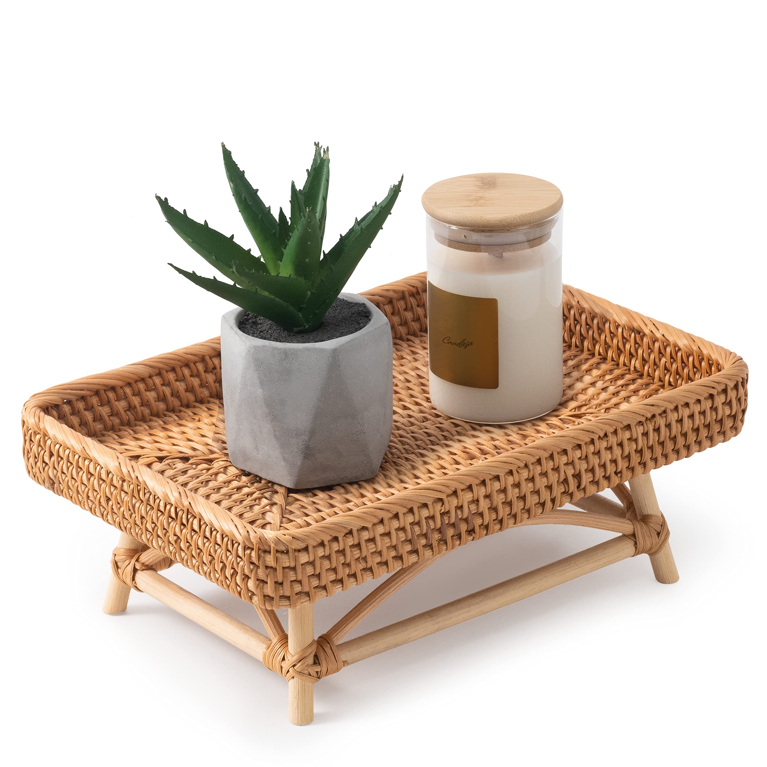 Wicker Risers Amazon.com: GaiaMade Rattan Decorative Tray Riser, Handmade Display ...