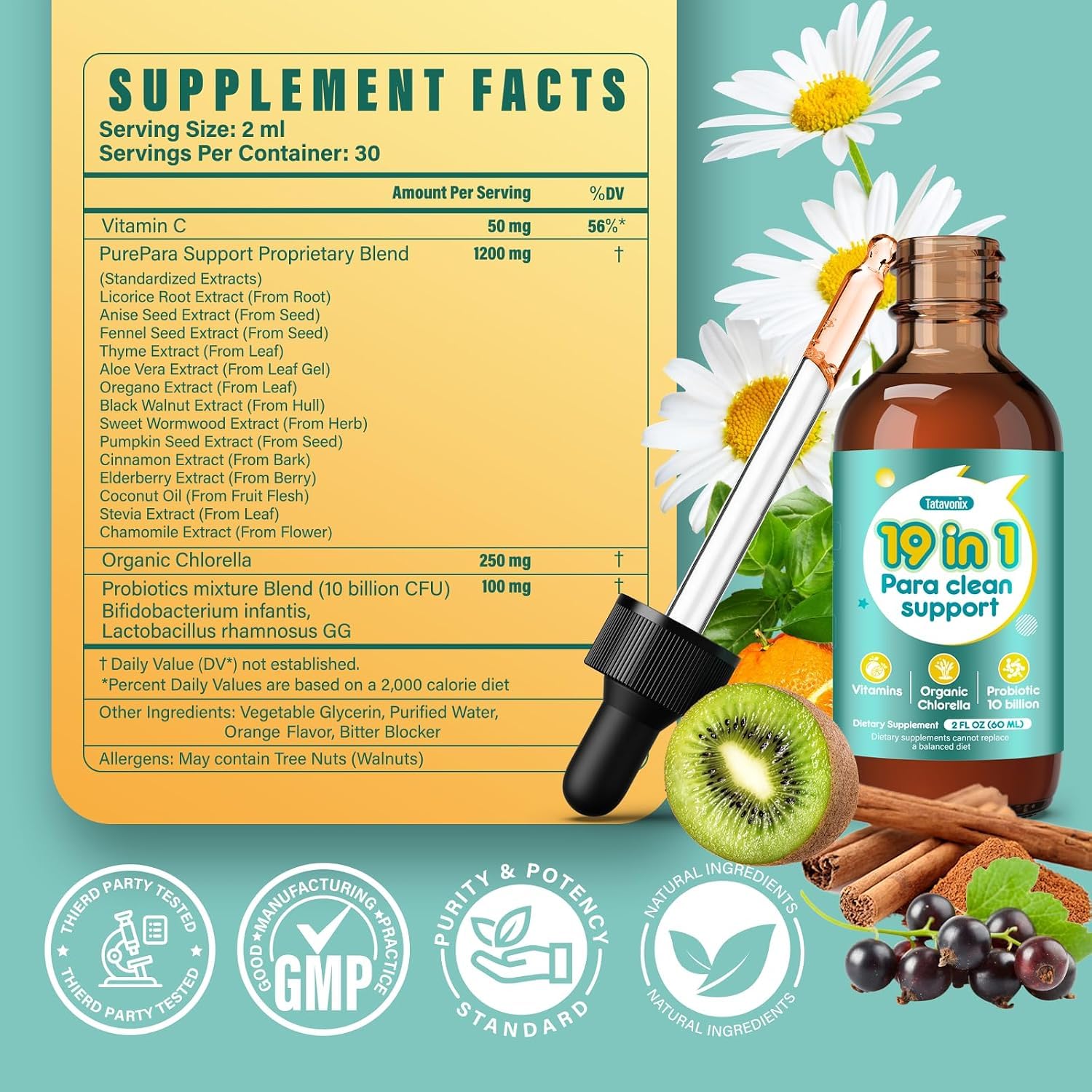 19 in 1 Parasite Cleanse for Humans, Wormwood Black Walnut Clove, 2 fl oz — Amazon image 6