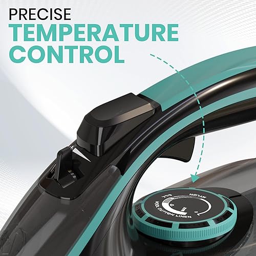 Miniatura 9 de Utopia Home Plancha de vapor para ropa, suela antiadherente, plancha de ropa de 1800 W con función de seguridad de apagado automático, control de