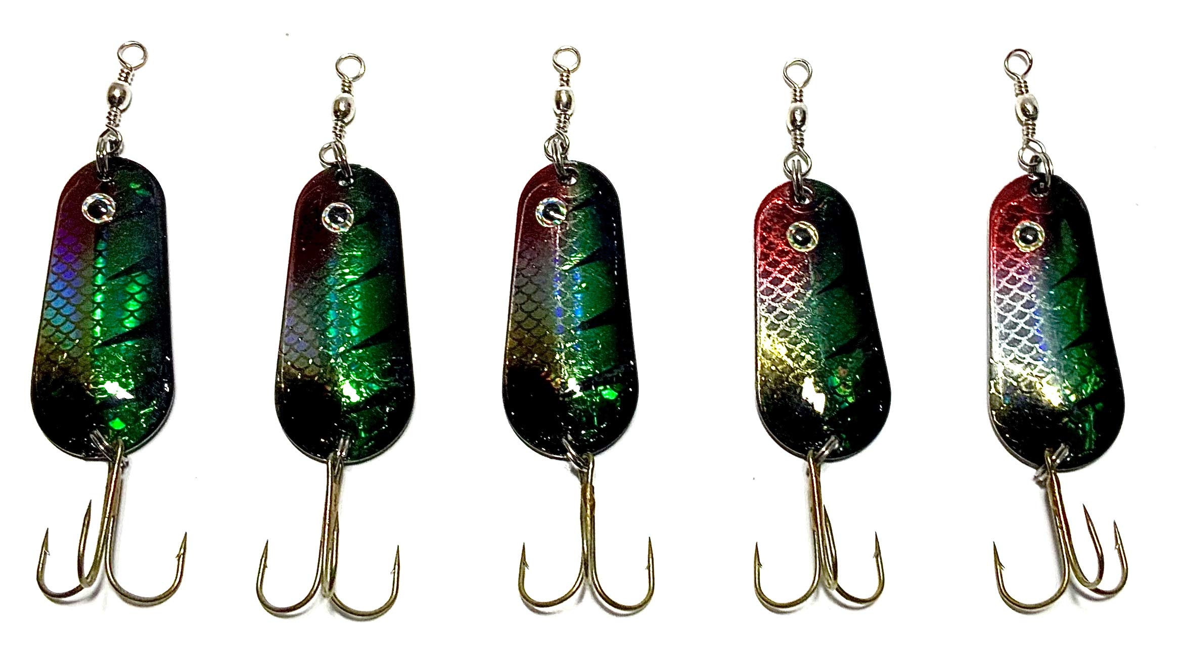 HAGEN'SBHTackle 5 FireTiger Spoons 2 1/3 Inches 1/2 Ounces - Pike, Walleye, Catfish, Largemouth, Smallmouth Bass