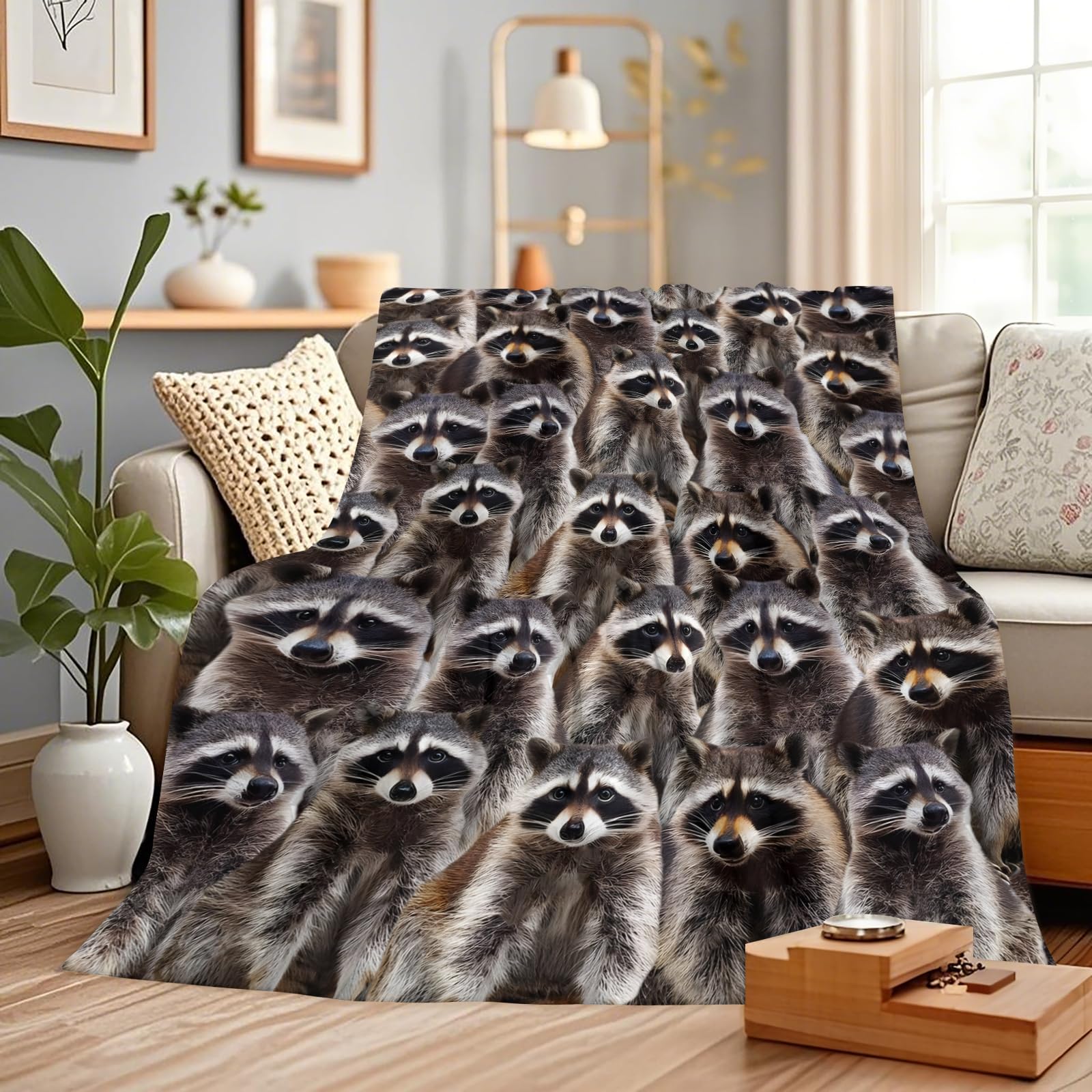 Gelasgo Raccoon Throw Blanket Ultra Soft Flannel Blanket - Image 2