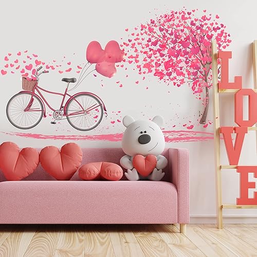 Decoración de pared con corazón rojo de amor para el día de San Valentín calcomanías de pared extraíbles para despegar y pegar para habitación de