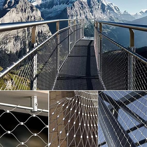Stainless Steel 304 Rope Netting 5cm Mesh Flex Fence WireAnimal Barrier Protection Net Silver Size: 1.5x7m Impact-Resistant Safety Solution