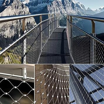 Stainless Steel 304 Rope Netting 5cm Mesh Flex Fence WireAnimal Barrier Protection Net Silver Size: 1.5x7m Impact-Resistant Safety Solution