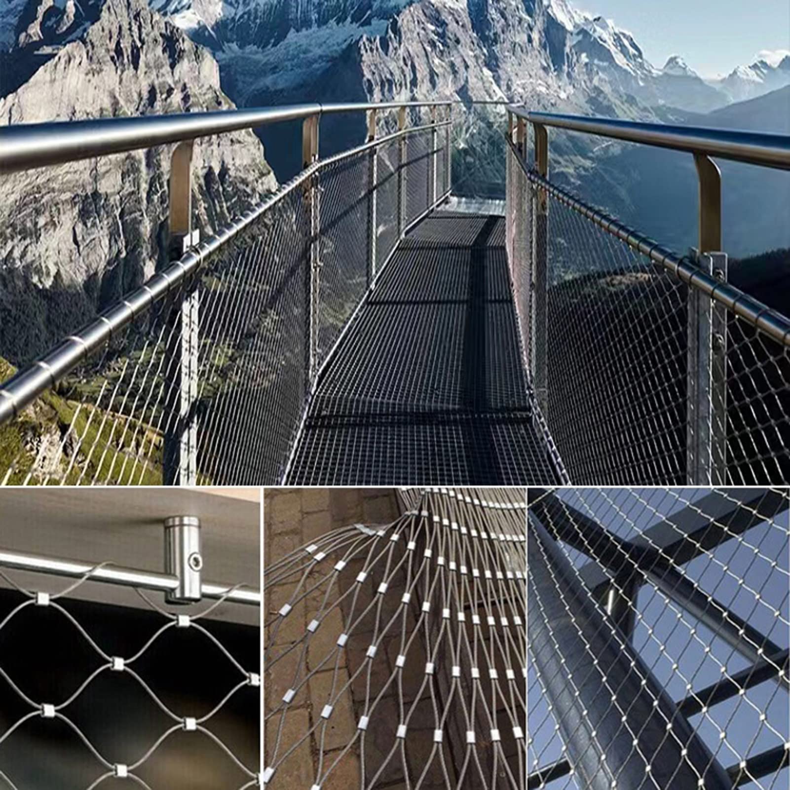 Rete metallica in acciaio inossidabile 304 5 cm Mesh flessibile recinzione protezione resistente agli urti barriera animale 0.9x10m argento rete di sicurezza esterna