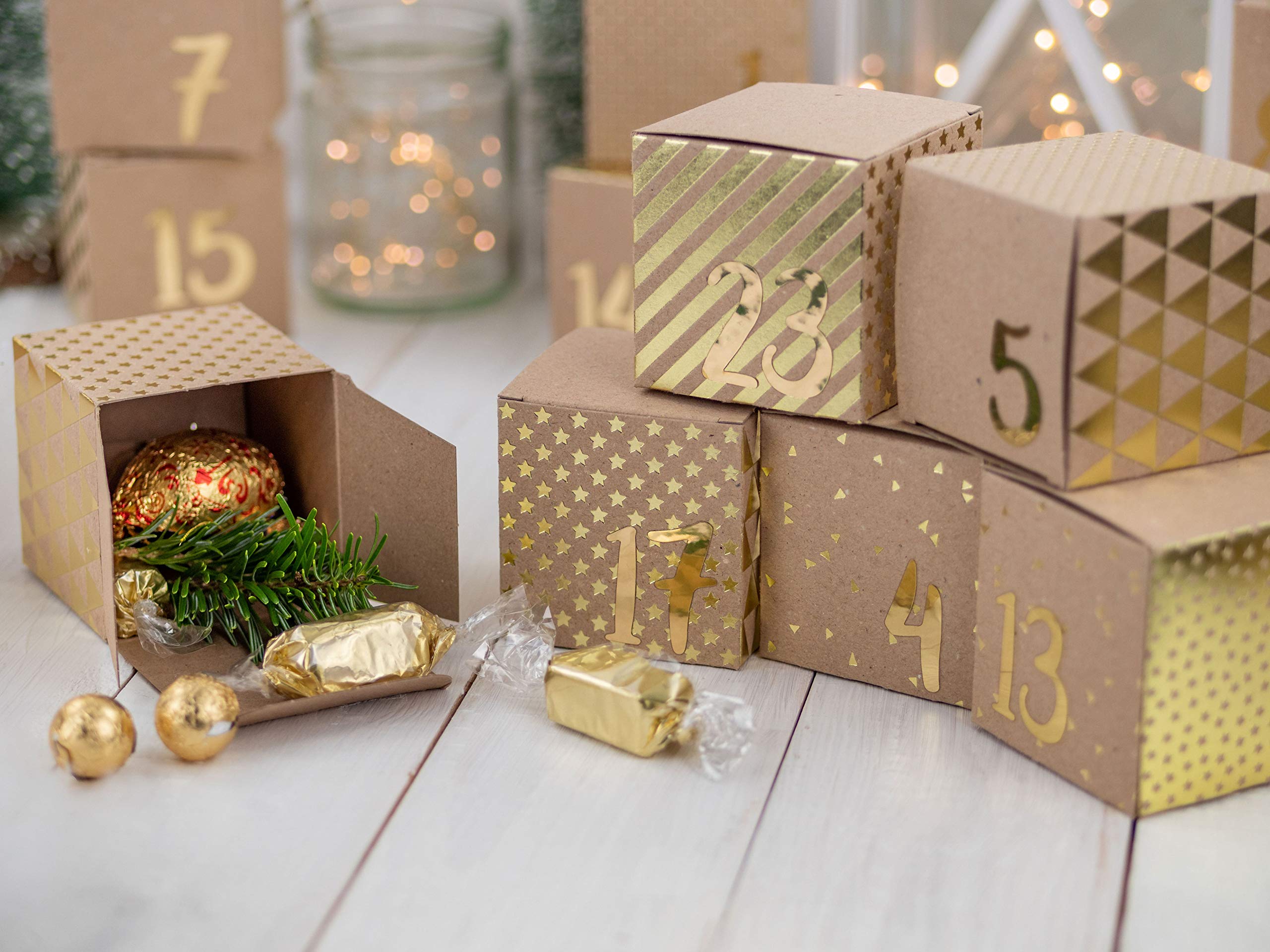 DIY Advent Calendar for Crafts and Filling House Set including Golden Number Stickers - Image 3