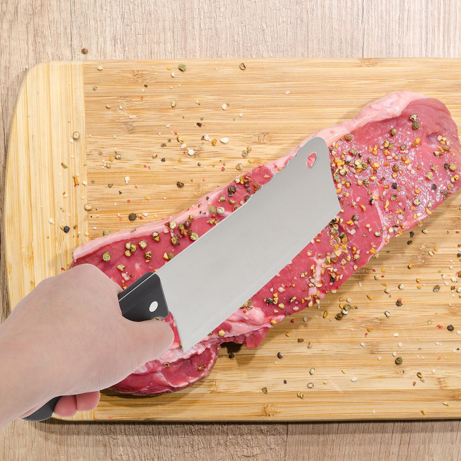 ibasenice Juego de Cuchillos de Cocina Acero Inoxidable Negro | Plástico de Agarre Cómodo, Fácil Limpieza y Apto Lavavajillas, Resistente al Óxido