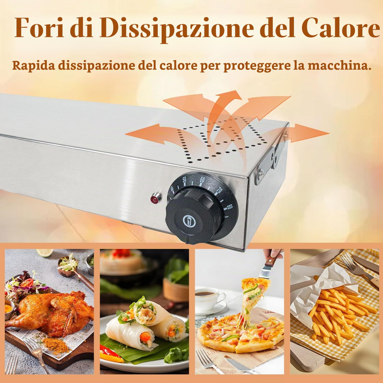 Lampade Scaldavivande Cucina, Sospeso Lampada Riscaldante per Alimenti | Commerciale Lampada Riscaldante Infrarossi per Buffet, Hotel e Ristoranti, Temperatura Regolabile 30-85°C
