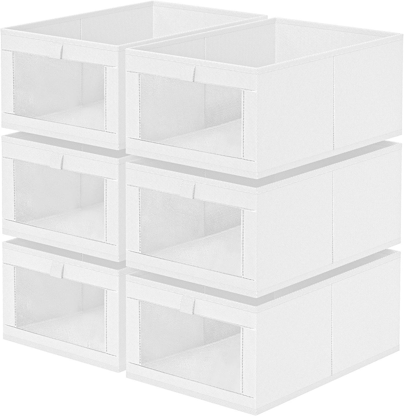 Criusia 6 Pack Linen Closet Organizers and Storage, Large Linen Closet Baskets for Organization, Foldable Storage Containers for Clothing, Towels, Jeans, Books, Shelves, White 6 Pack White