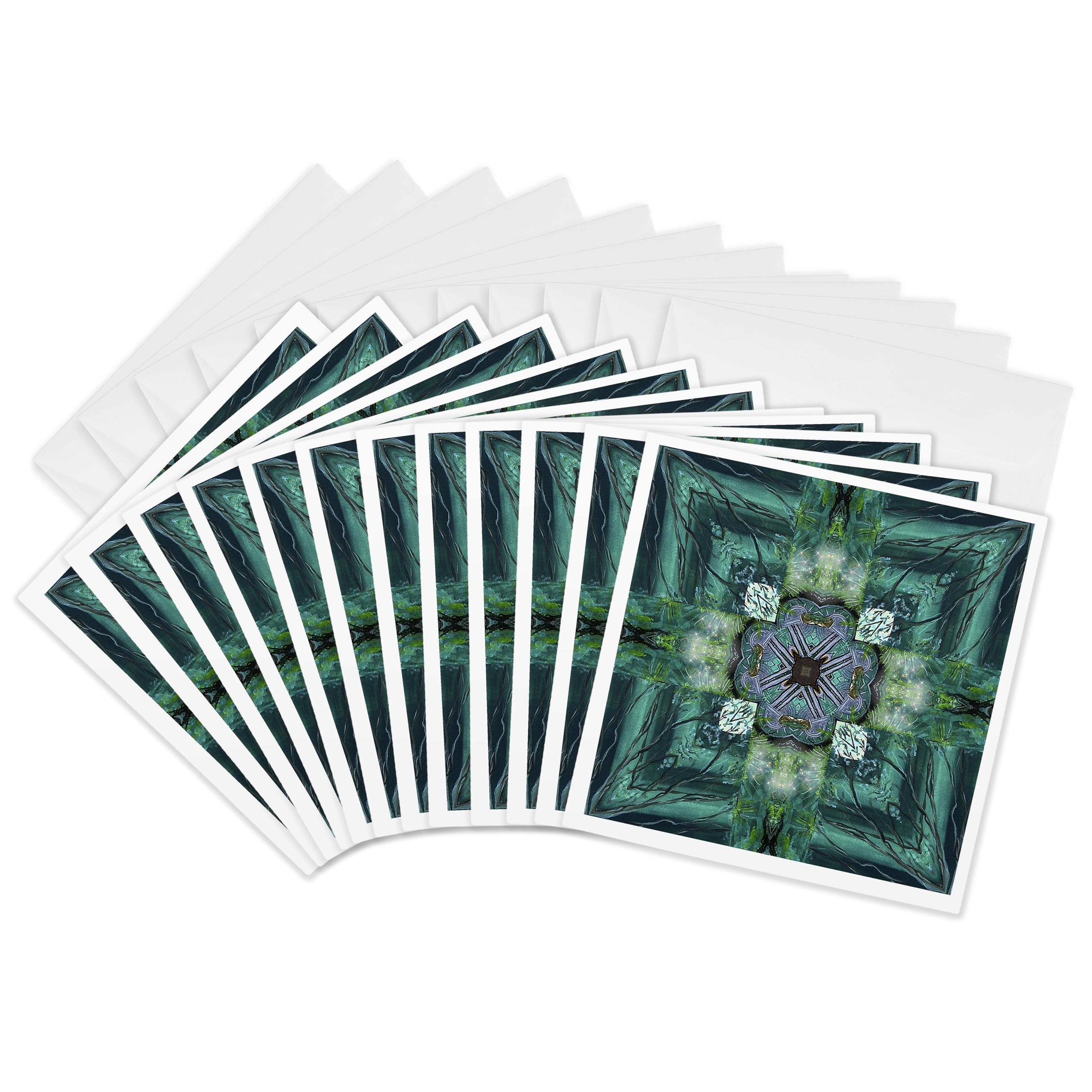 3dRose gc_6726_2 6 x 6-Inch "Irish Earth Cross" Greeting Card (Pack of 12)