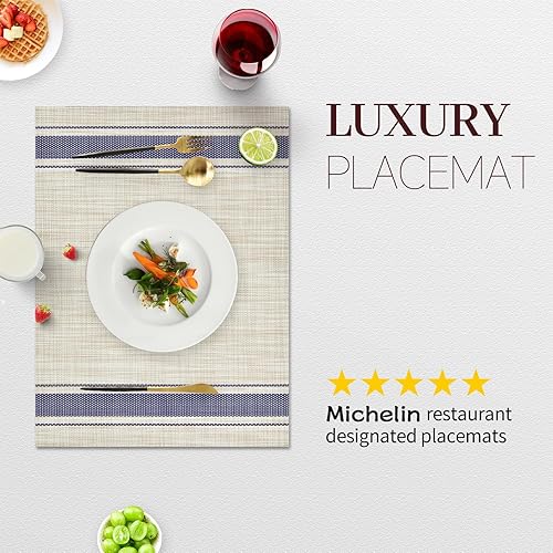 Miniatura 2 de Juego de 4 manteles individuales color azul caqui, 12 x 18 pulgadas, resistentes al calor, lavables, fáciles de limpiar, manteles individuales de