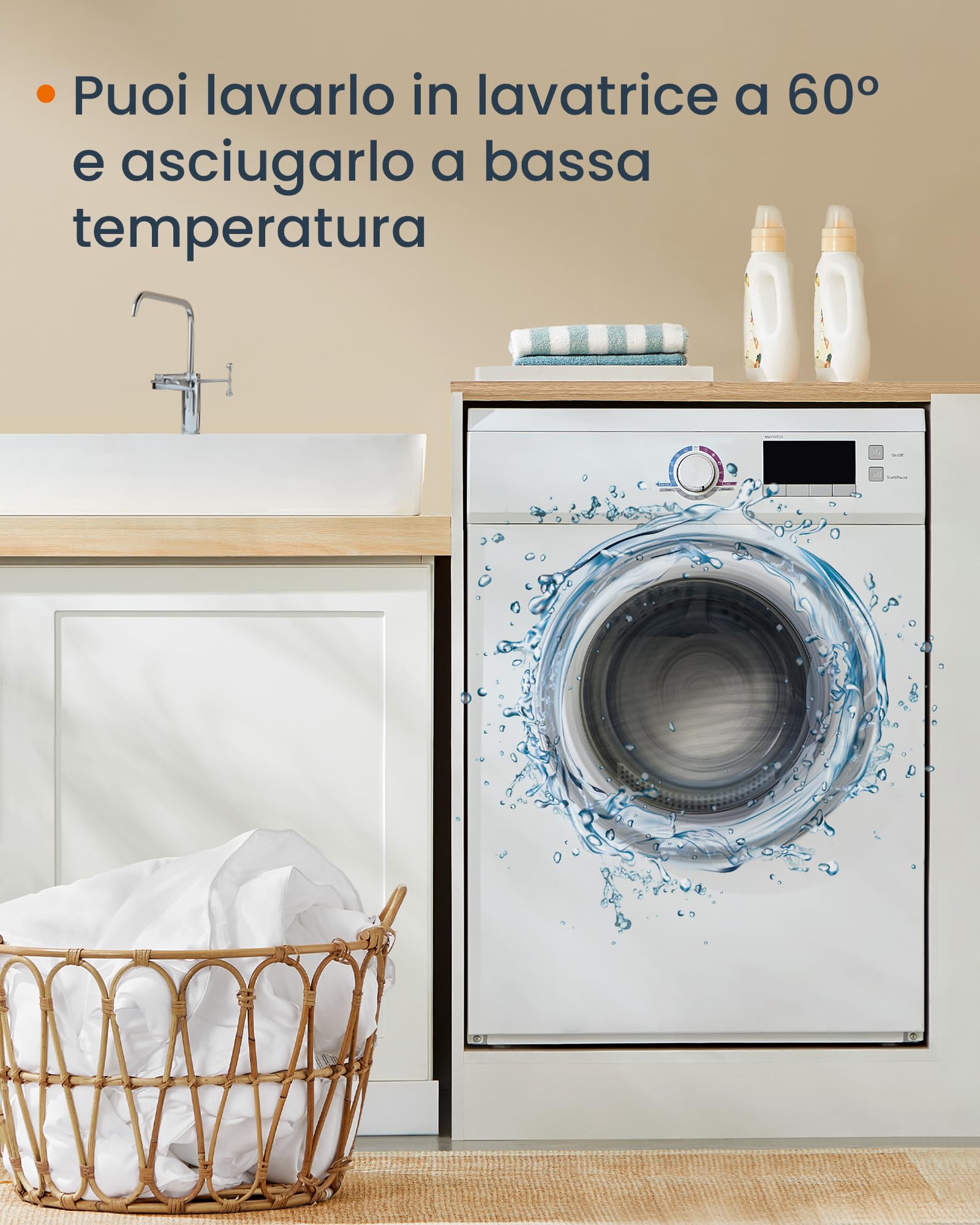 SONGMICS HOME Piumino Letto 2 in 1, 200 x 200 cm, Composto da Piumone Estivo 150 GSM e Piumone Invernale 350 GSM, per 4 Stagioni, Bianco Nuvola TDC003W01