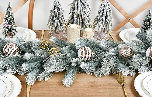 Miniatura 9 de DearHouse Guirnalda de pino artificial de Navidad de 6 pies, guirnalda de invierno para temporada navideña, chimenea, camino de mesa, decoración de