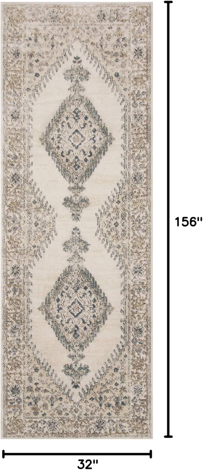 Loloi Teagan Collection TEA-02 Oatmeal/Ivory 2'-8" x 13' Runner Rug, Large, Soft Neutral Rug, High-Traffic for Living Room, Bedroom, Home Office, Dining Area
