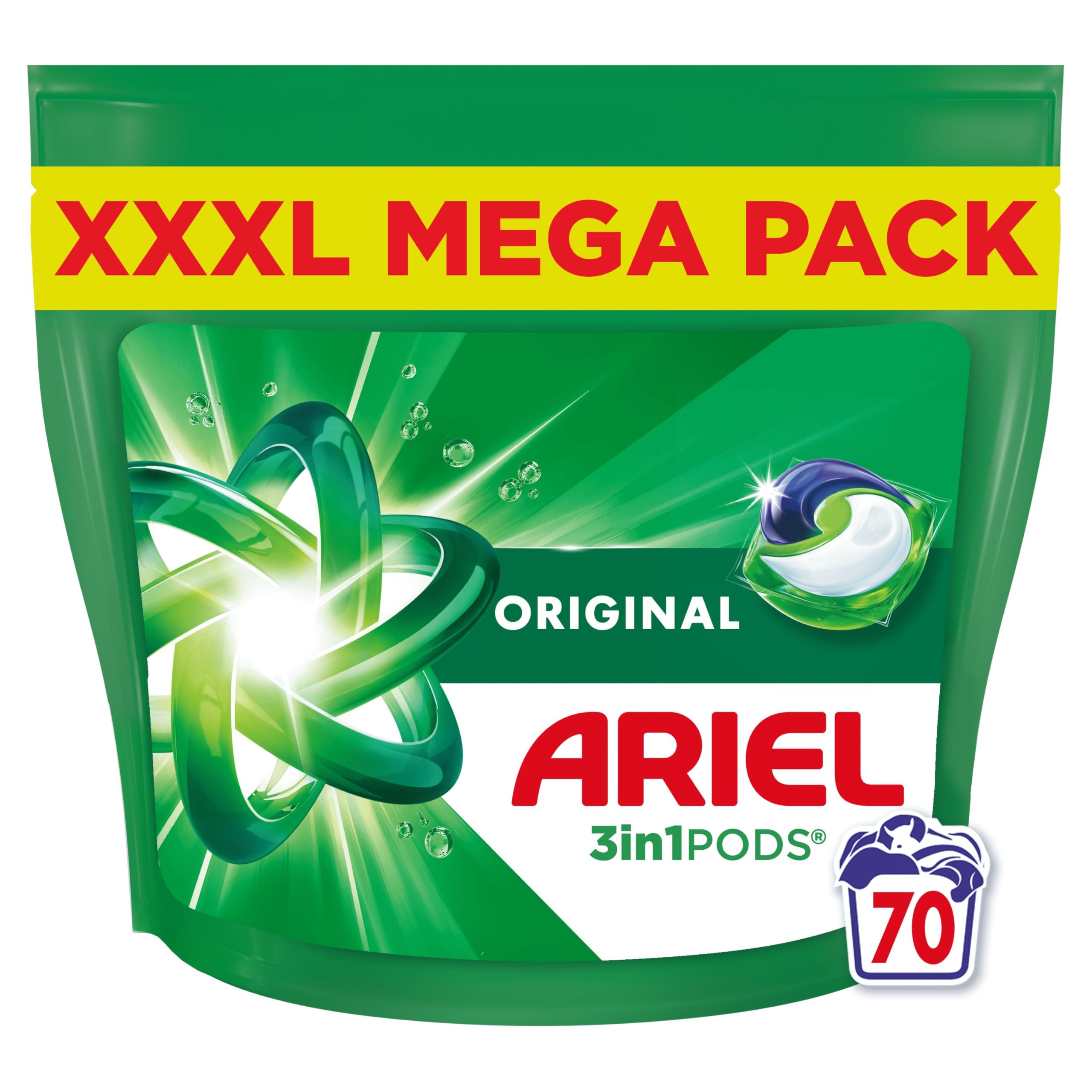 ArielAll-in-1 PODS® Laundry Detergent Capsules, 70 Washes, Original – Outstanding Stain Removal in 1 WashA.I.S.E. Charter for Sustainable CleaningA.I.S.E. Charter for Sustainable Cleaning