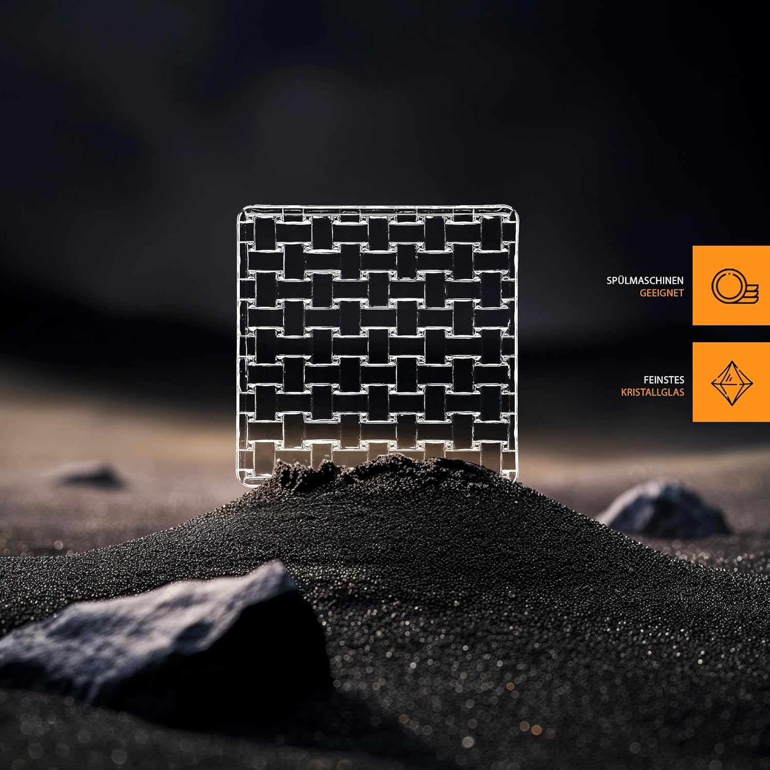 Nachtmann Bossa Nova CollectionGlass Platter, 5.5-Inch, Made of Clear Crystal, Serving Platter for Cake, Dessert, Woven Glass Design, Square, Set of 2