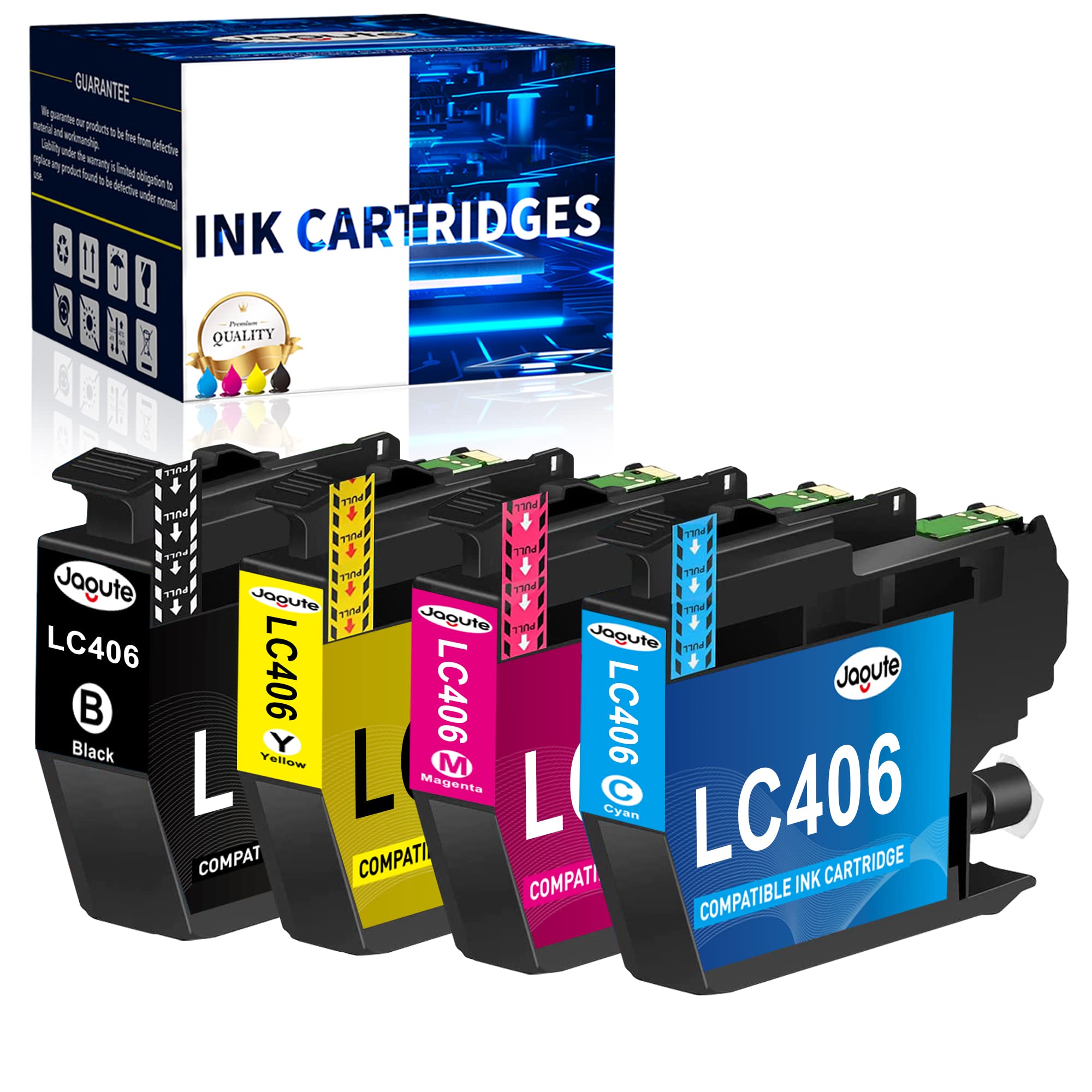 JaguteLC406 Compatible Ink Cartridges Replacement for Brother LC 406 LC406XL with MFC-J4335DW MFC-J4345DW MFC-J4535DW MFC-J5855DW MFC-J5955DW MFC-J6555DW MFC-J6955DW Printer, 4 Pack