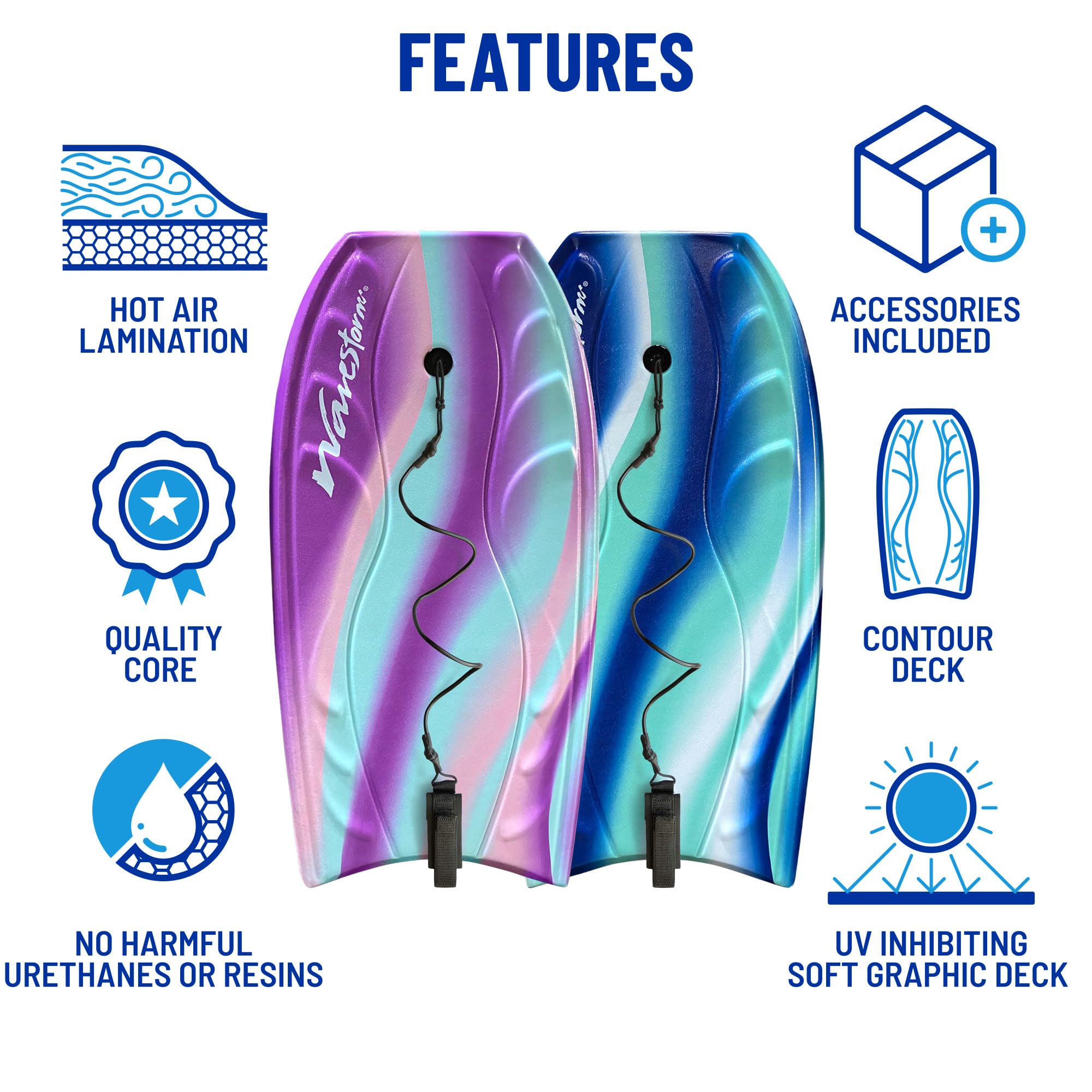 Wavestorm Schaumstoff-Bodyboard, 101,6 cm, 2 Stück