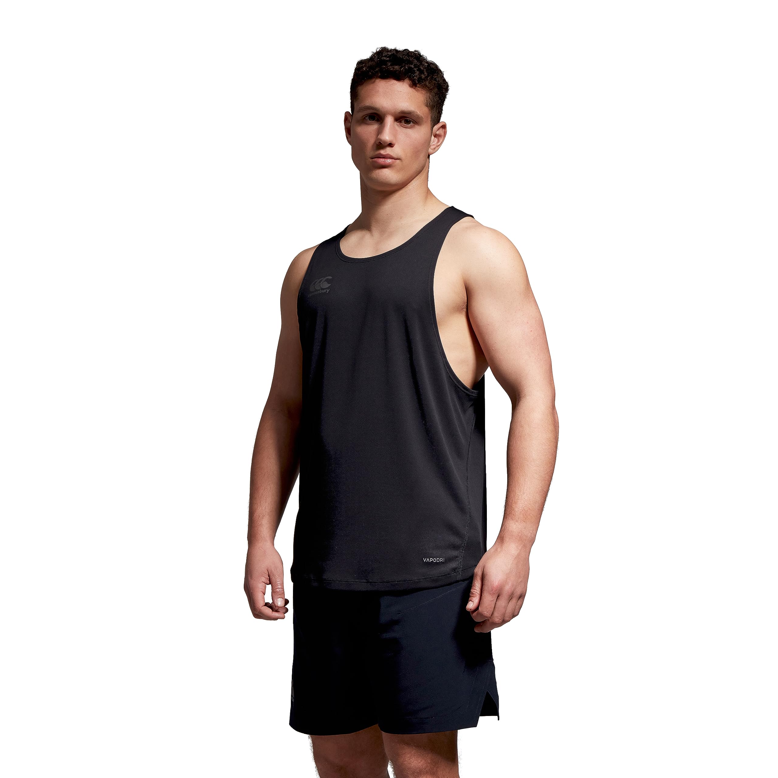 Canterbury Men's Superlight Singlet Vest | Breathable | Quick Drying Technical Vest, Black/Gunmetal Grey, 2XL