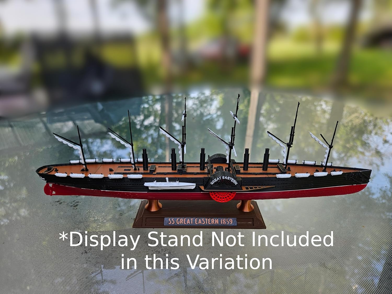 TheRoller3d SS Great Eastern Ship Model 12” Historically Accurate Replica, Steamship Display with Working Paddle Wheels, Nautical Gift for History Buffs & Enthusiasts (Model On)