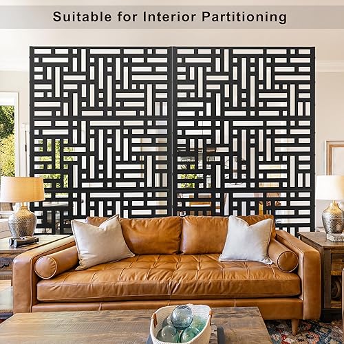 Miniatura 6 de Elevens Pantalla de privacidad de metal para patio al aire libre, paneles decorativos independientes con soporte para terraza, patio, balcón,