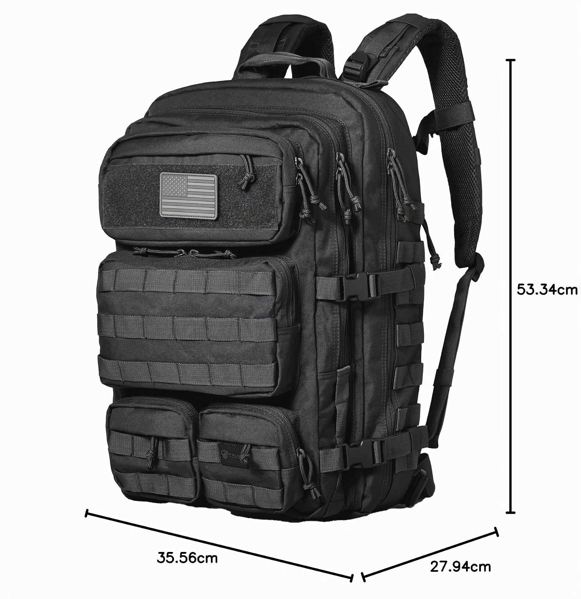 Falko Tactical Sac à dos 50 L, 2,4 fois plus résistant, sac à dos militaire, solide, grand sac à dos Molle, pour travail et extérieur