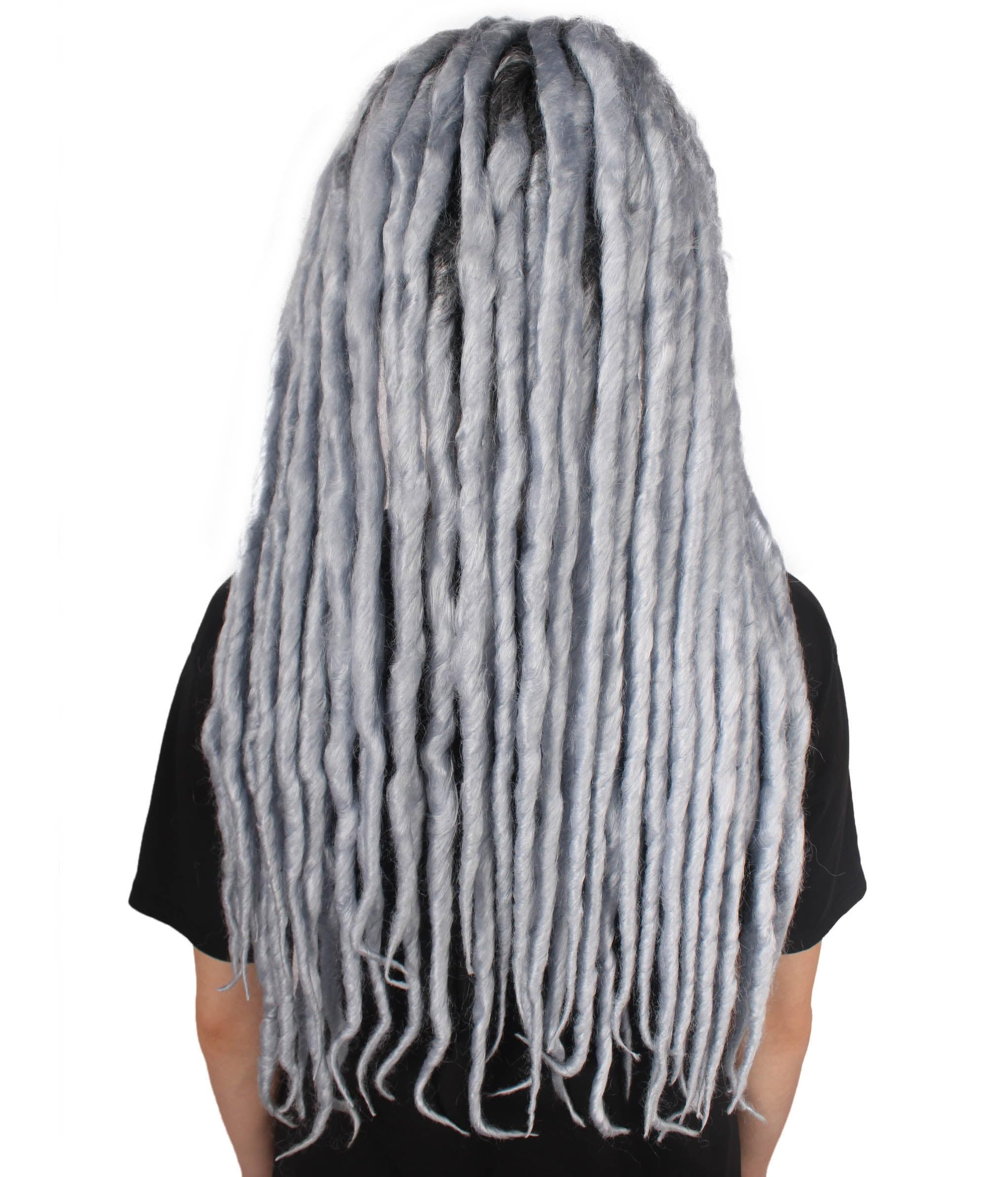 HPO Adult Women Long Dreadlock Wig, Dark Grey Halloween Cosplay, Breathable Capless, Flame-Retardant Wig - Image 4