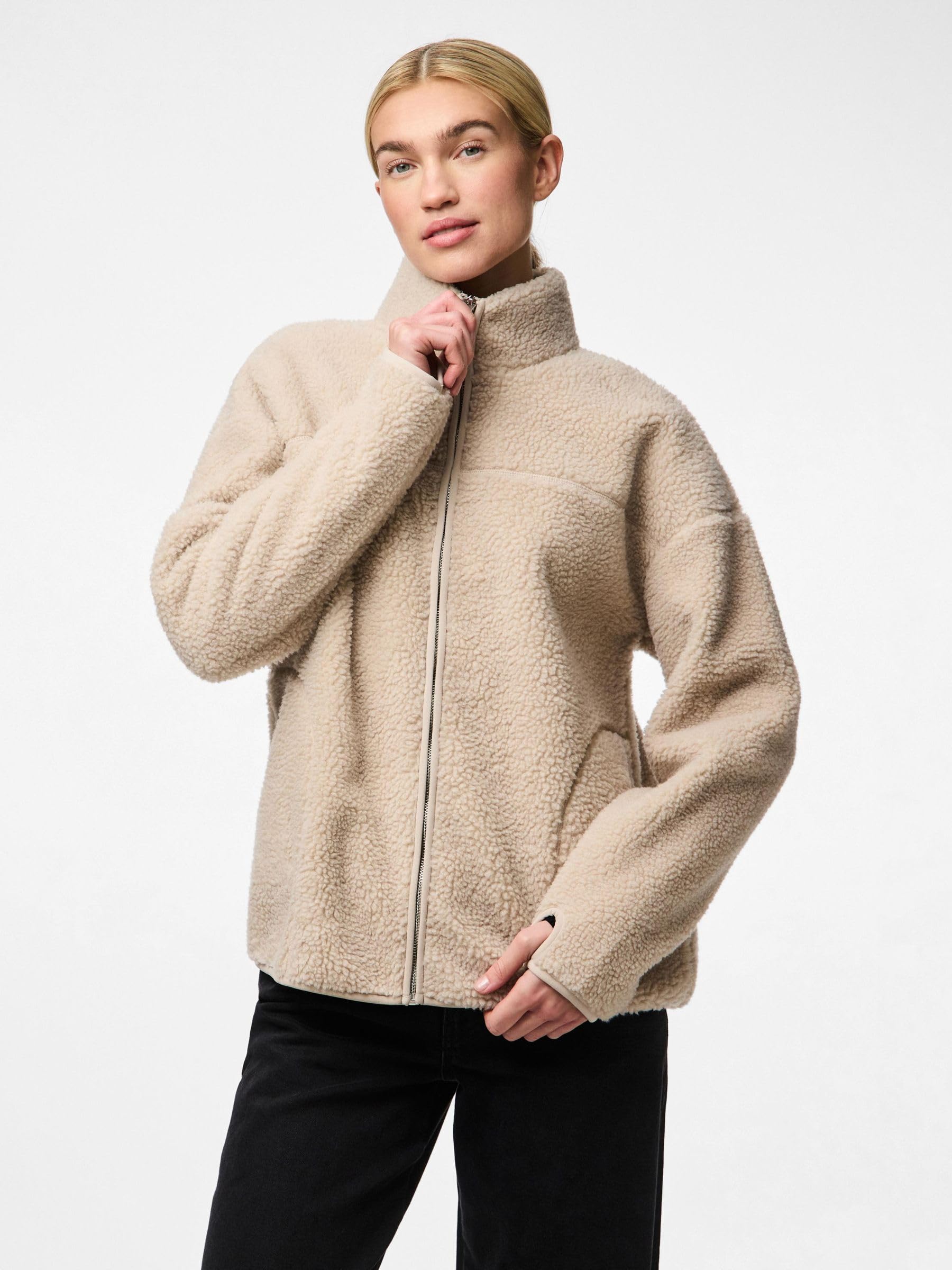 PIECES Women's Pcsadia Ls Teddy Jacket Noos Bc