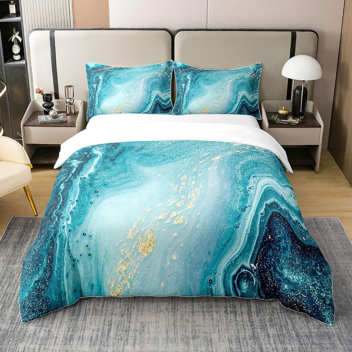 Housse de couette 220x240cm effet océan pour transformer votre lit en havre de paix