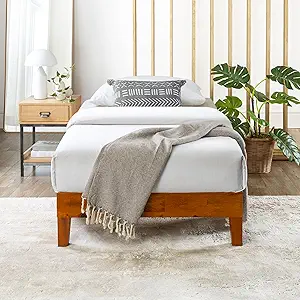 Mellow Naturalista Grand - 12 Inch Solid Wood Platform Bed with Wooden Slats - No Box Spring Needed - Twin (Cherry)
