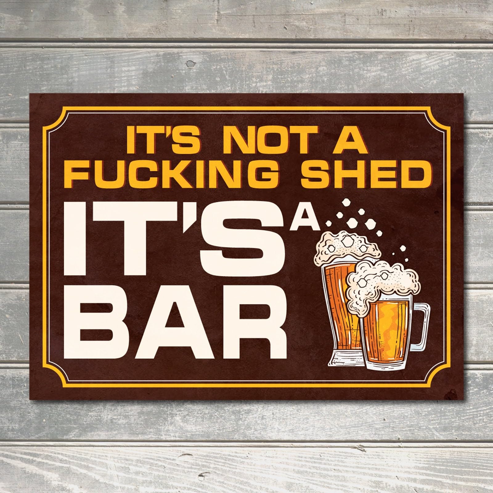 My Pixel Print Metal It's Not A F#Cking Shed It's A Bar Funny Pub Sign Man Cave Decor Plaque