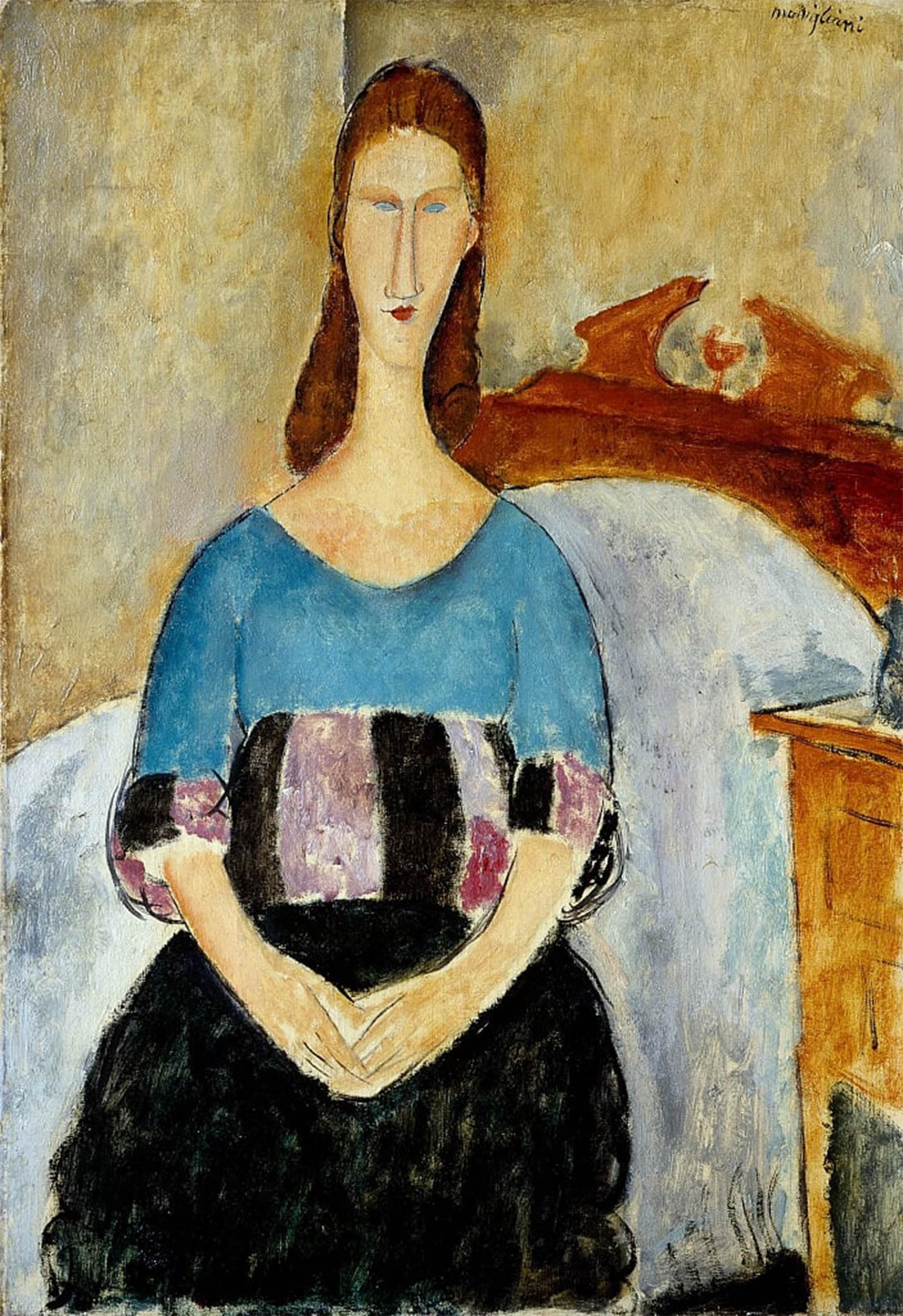 ARTXLXXBN Famous Painting Canvas Artwork Graffiti Print Portrait of Jeanne Hebuterne by Amedeo Modigliani Portrait Canvas Image for Home Decor 60x90cm