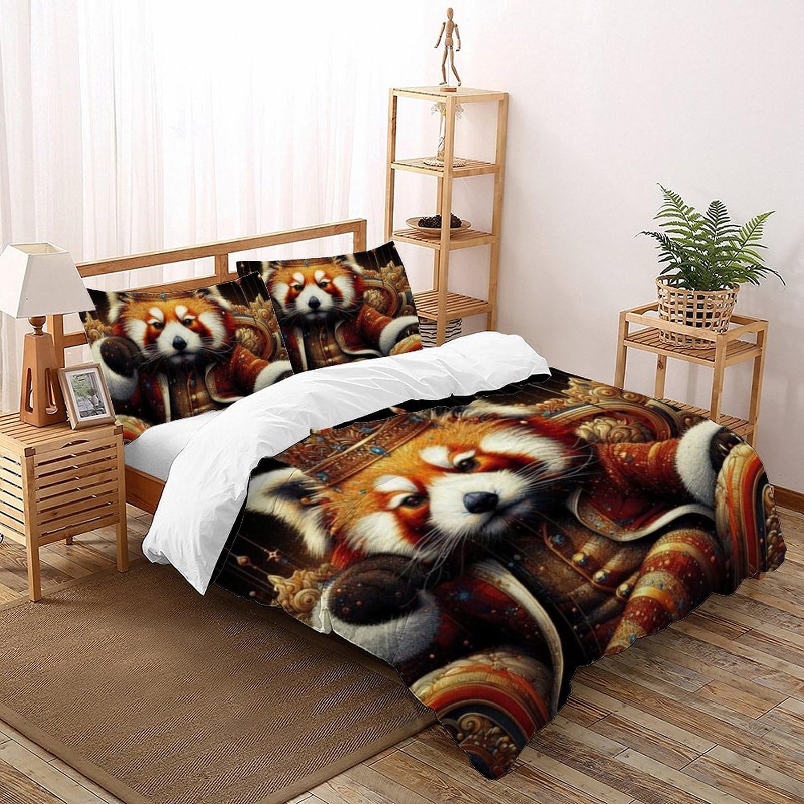 Housse de couette raton laveur imprimé 3D animaux microfibre literie enfant 2 places
